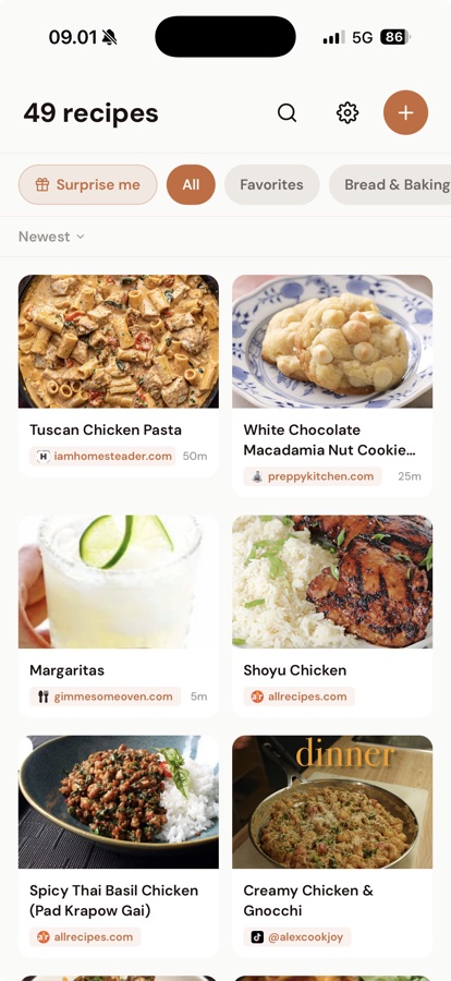 Recipe Fox recipe collection screen